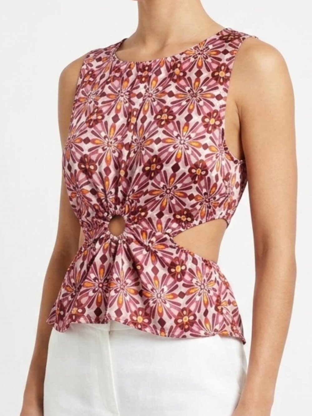 Monteau Sleeveless Pull On Cutout Peplum Top NEW- Sz. Sm